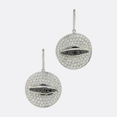 Gavello Ohrringe schwarz-weiße Diamant Augen 18 kt Weißgold