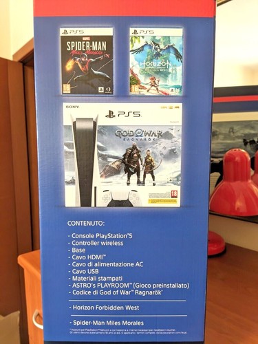 ps5 PlayStation 5 + God of War+ Spider-Man Miles Morales + Horizon Forbidden - Foto 5 di 6