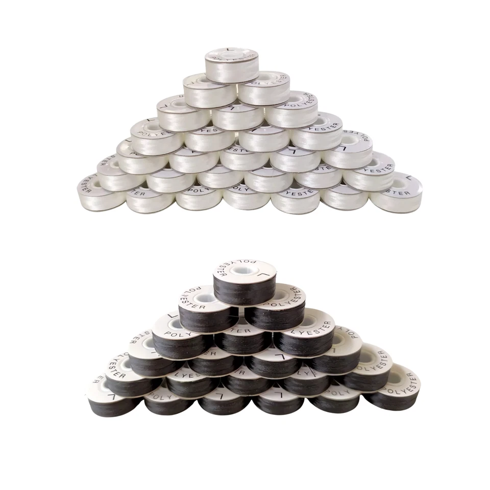 Bobinas de papel pré-feridas estilo L brancas e pretas para máquinas de bordar - Imagem 2 de 4