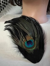 NEW Handmade Peacock Feather Hair Clip or Brooch Pin Gatsby Flapper Boho 7"x 4"