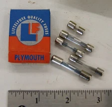 Vintage Plymouth Emergency Fuse kit Box, 5 Glass Fuses NOS by Littelfuse BN3999