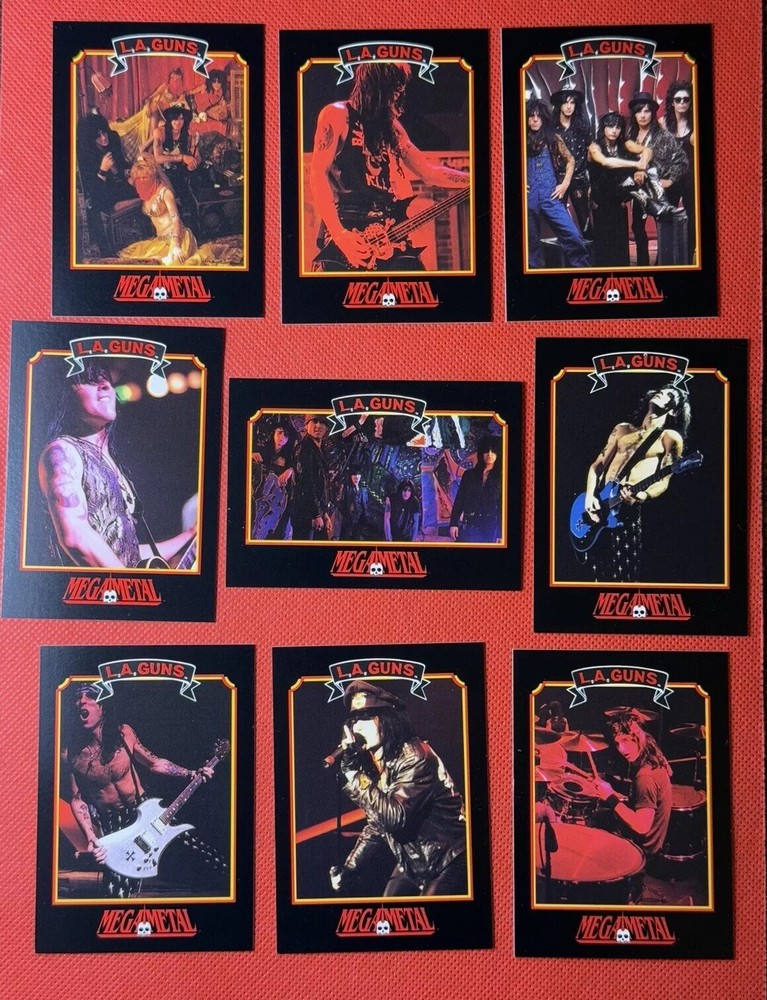 1991 Impel Mega Metal L. A. GUNS 9 Card Complete Set #71-79 🤘👀LOOK👀🎸