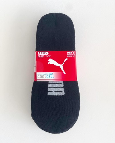 Puma Men's No Show Liner Loafer Socks 6 Pairs - Black - Picture 4 of 6