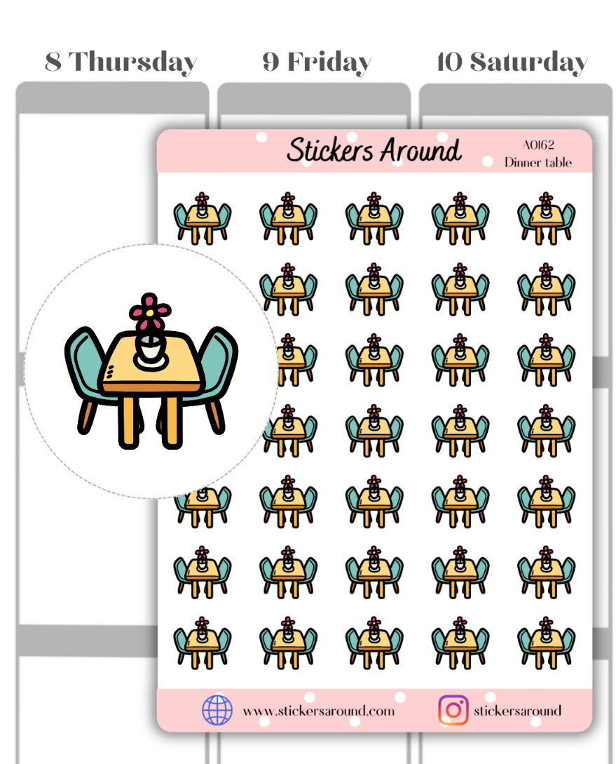 Dinner Table Icon Planner Sticker, Date Night Planner Sticker, Calendar Sticker