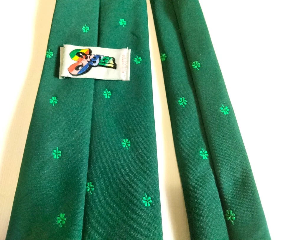 Corbata de hombre vintage SUGRA DUBLIN IRLANDA TRÉBOL DE TRES HOJAS DECORACIÓN VERDE Foto 4 de 4