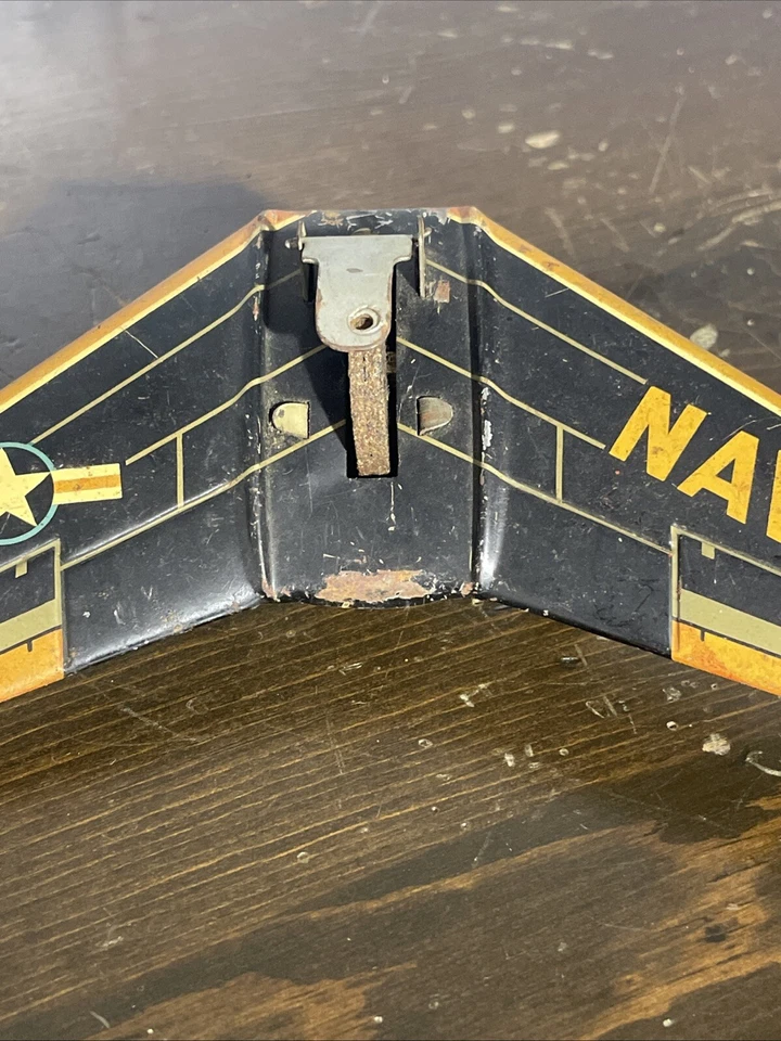 Tin NAVY Glider Milatary Craft Green And Yellow Glider Jet - Image 4 of 4