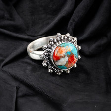 Spiny Oyster Gemstone 925 Sterling Silver Ring Handmade Jewelry Ring