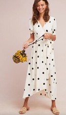 New Anthropologie Maeve Breanna Polka Dot Wrap Dress Sz 6 Petite
