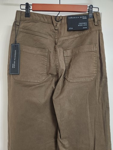 VERONICA BEARD Crosbie Wide Leg High Rise Twill Pant WOMENS 27/4 Army Green $298 - Picture 8 of 11