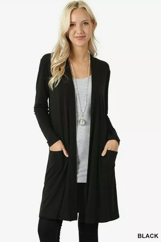 Black Long Cardigan For Women Womens Cardigan Sweaters Open Front