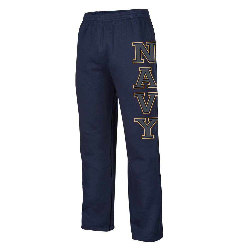 Soffe US Navy Sweatpants with Reflective Ink Print Text USN Joggers Navy Blue