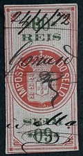 1872 Madeira 60R Imposto do Selo Revenue stamp with pen cancel