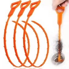 3PC SINK UNBLOCKER TOOL DRAIN UNBLOCKER BATH SHOWER SNAKE CLEANER HAIR REMOVER