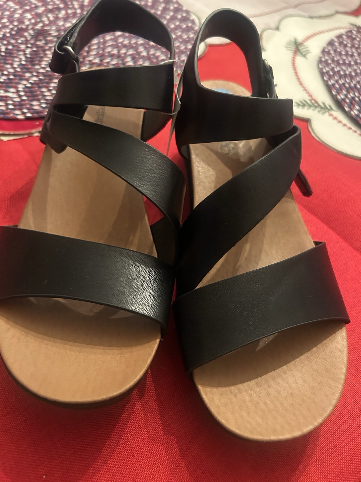 black leather sandals 7.5 womens new