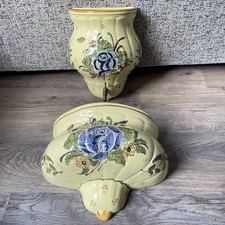 Riesiger antiker französischer Lavabo handbemalt aus Fabrik Faiencerie Du Pont Vieux