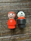 Vintage Fisher Price Little People Dog/Red Little Girl Figure Lot Of 2