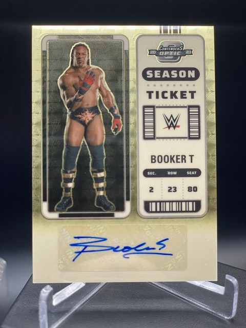 2023 Panini Chronicles WWE Contenders Season Ticket Auto Booker T Gold Vinyl 1/1