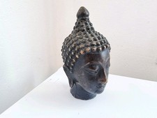 statue Tête de Bouddha  en Bronze massif  ,  bouddhisme  