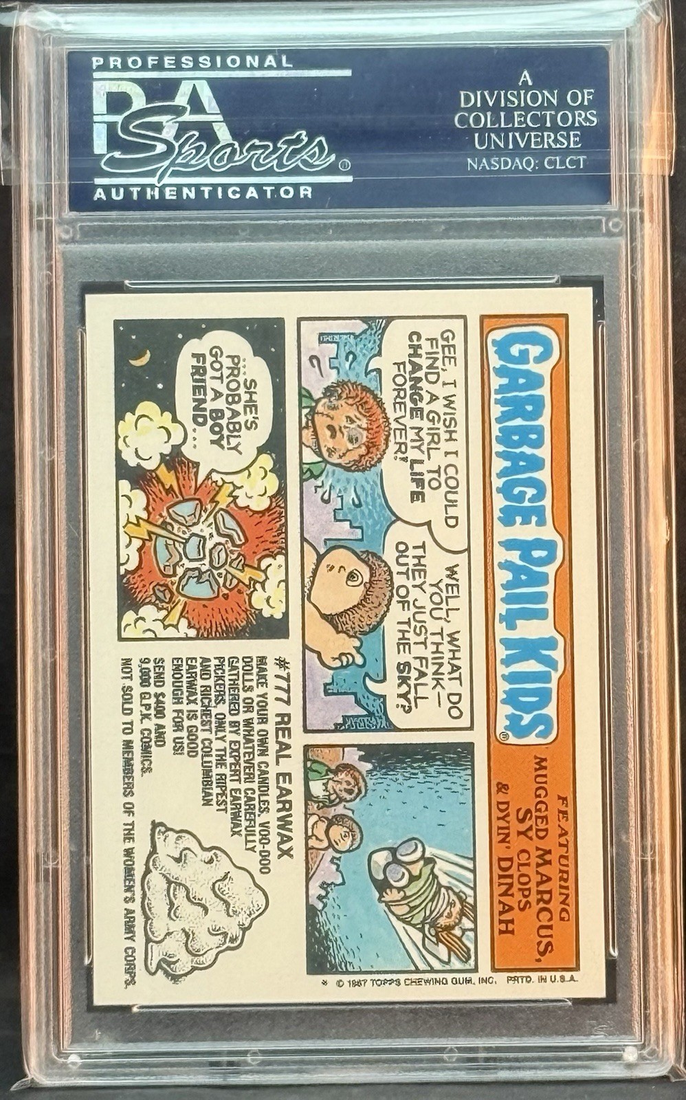 1987 GARBAGE PAIL KIDS SERIES 8 #322B SPARRIN WARREN PSA 10 GEM MINT view 2