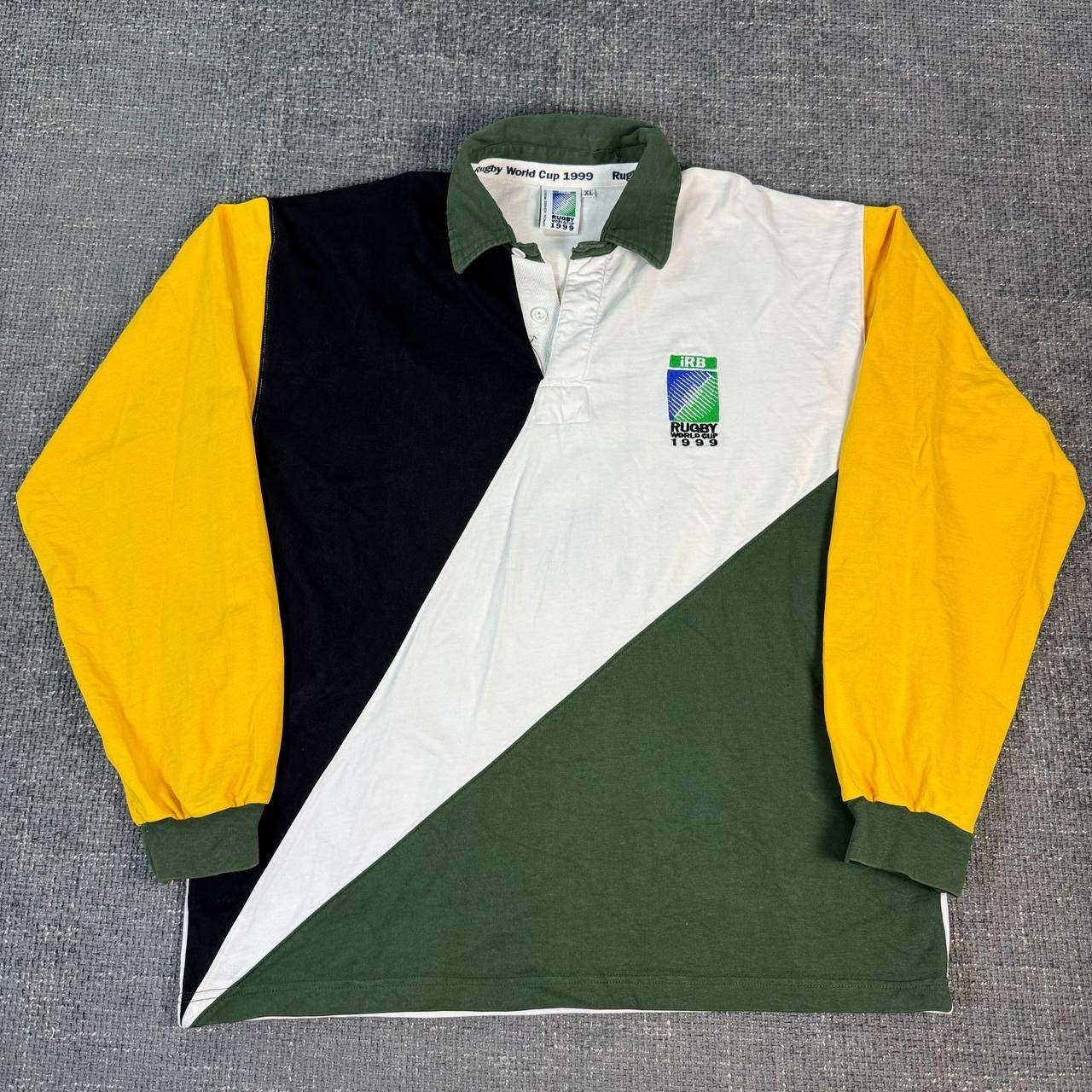 Rugby World Cup 1999 Polo Shirt Mens XL Multi Colorblock Vintage Long Sleeve