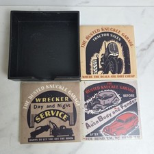 Vintage The Busted Knuckle Garage Tile Coasters Lot Of 3