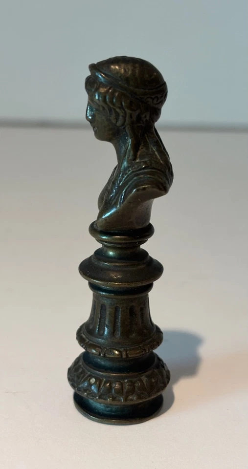 Sello de cera figurativo de bronce francés antiguo del siglo XIX - sello monograma Foto 2 de 4