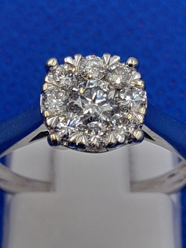 Warren James 9 Carat White Gold 0.50 Ct Diamond Cluster Ring Size L 2.6g - Picture 4 of 13