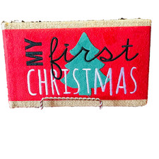 "MY FIRST CHRISTMAS" PHOTO ALBUM 80 ACID FREE 4x6 PHOTO POCKETS BURLAP BY FETCO