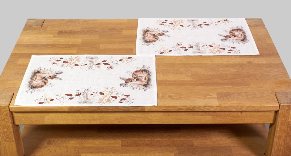 Herbst Tischdecke Tischläufer Kissenbezug Tischwäsche Herbstdekoration Rehkitz - Bild 3 von 4