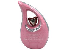 Urna de recuerdo de lágrima rosa: mini urna conmemorativa grabada soporte para cenizas