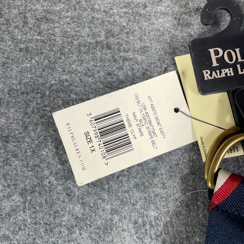 Cinturón Polo Ralph Lauren Mujer 1 X Azul Rayas Seda Juegos Olímpicos Stock Muerto Foto 3 de 4