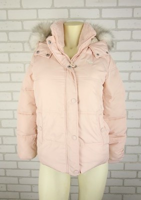 Abercrombie & Fitch Pink Puffer Faux Fur Fleece Line Jacket Parka