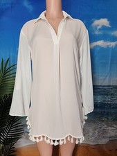 NWT Cupshe Beach Swim Cover Up White Sheer Size Small.