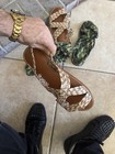 Beige Logo Print Strappy Slip-On Slide Sandals Synthetic US 10 — photo 2