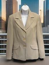 BENETTON Made In Italy Blazer Coat Size S US4 IT40 Single Breasted Beige Office