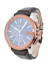 Gucci G-Chrono XL Men's Black Dial Leather Strap Watch - YA101202