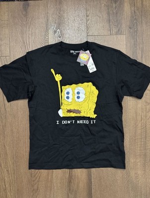 UT Men's Black Cotton Graphic T-Shirt SpongeBob SquarePants Cactus Plant Flea M 