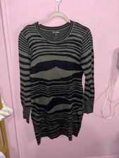 Fashion Nova Green and Black Striped Long Sleeve Mini Dress Plus