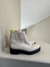 Sam Edelman Ivory Justina Chelsea Lug Sole Waterproof Chunky Leather Boots 7.5