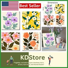 4 Pack Floral Paint by Number Kits for Adults  Beginners, 8x8in Canvas, DIY ...