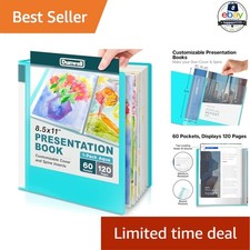 Pocket Presentation Binder Aqua 8.5x11 Polypropylene for Photos and Artwork