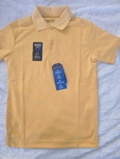 Nautica Boys Uniform Polo Shirt Yellow Size XL/XG 7 Moisture Wicking UPF 50 