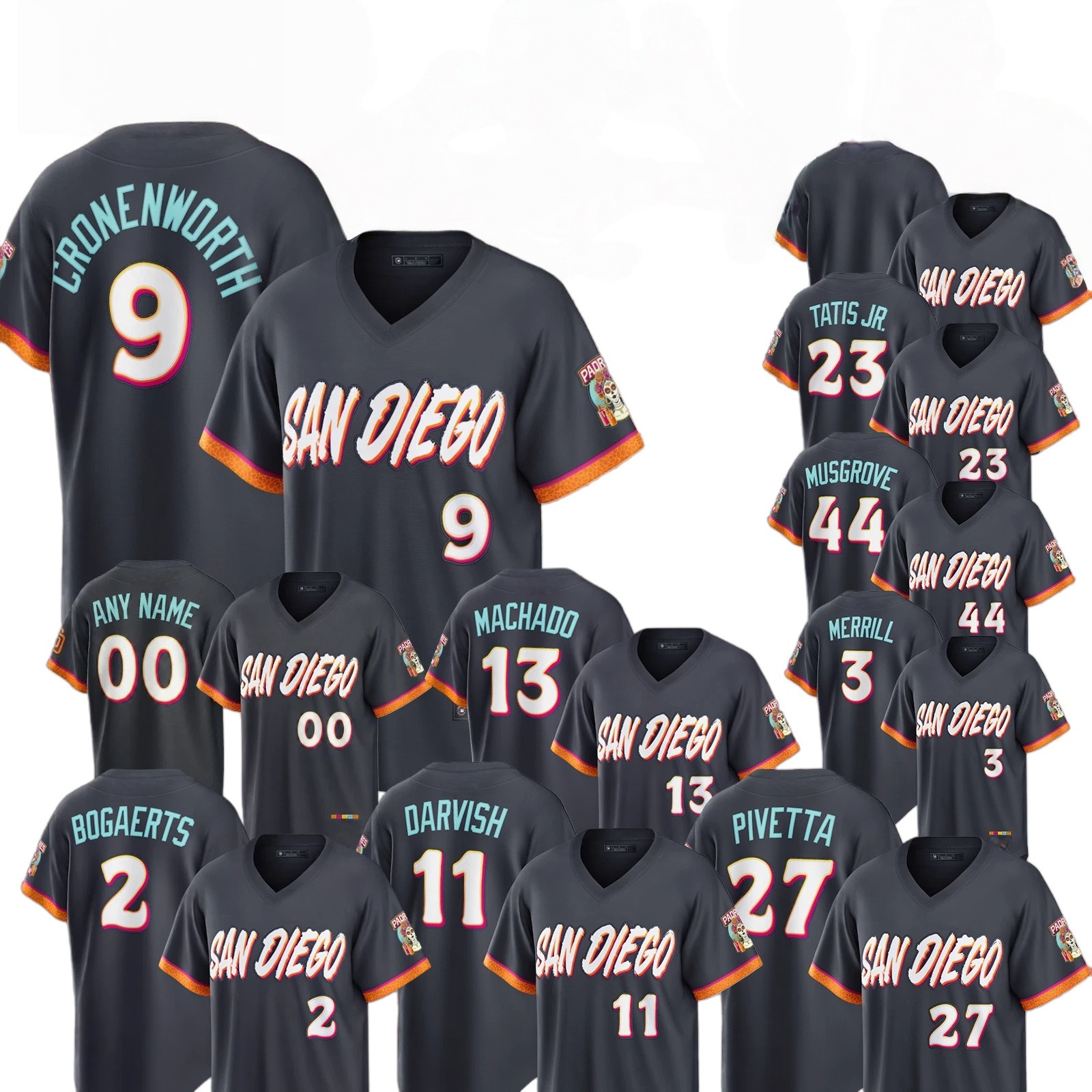 Custom Men's / Youth Padres Obsidian 2026 City Connect Stitched Jersey S - 5XL
