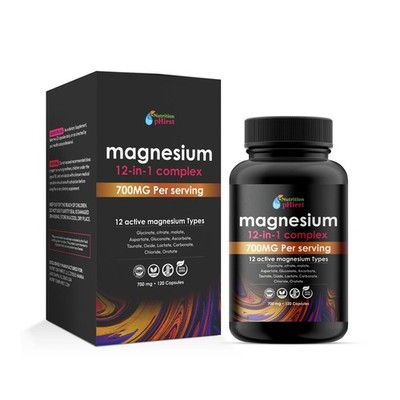 Magnesium 12 in 1 Complex 700mg - Glycinate Citrate Malate Taurate Daily Support