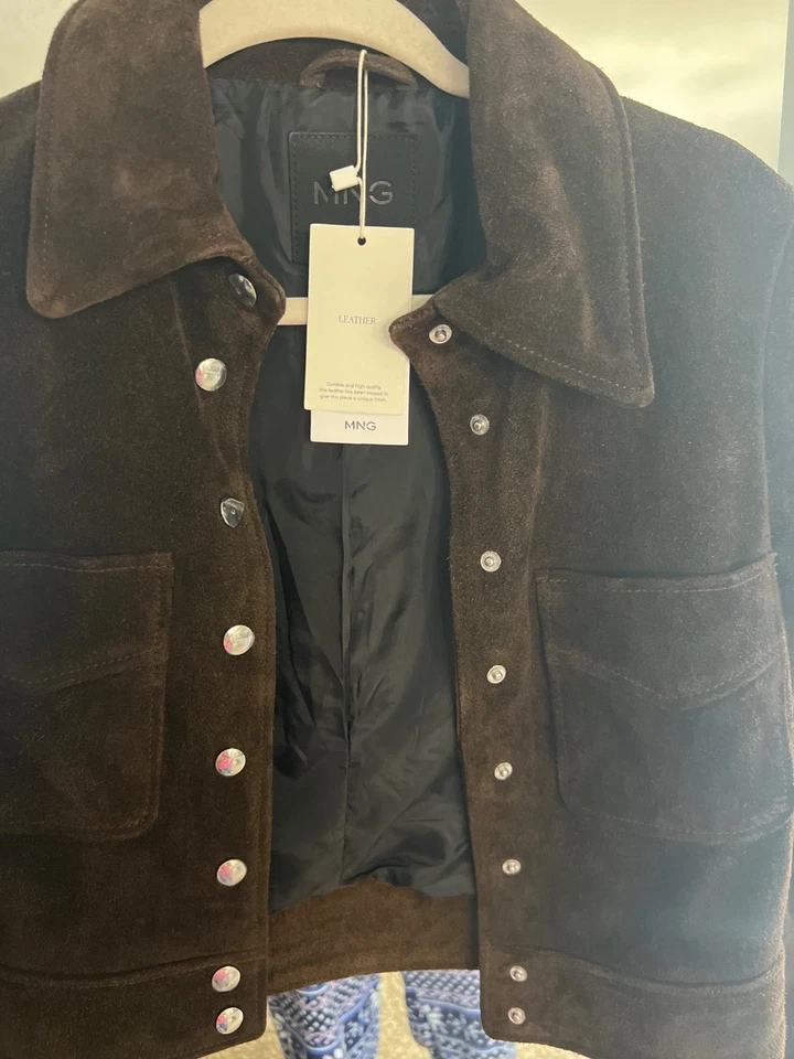 Chaqueta Mango BNWT 100% gamuza marrón oscuro Foto 2 de 4
