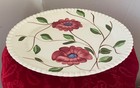 Blue Ridge Pottery Folk Art Hand Painted Rare PLATTER Red Flowers BLUE Center