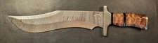 Badass Blades 17.0" Damascus Hunting Bowie Knife Jigged Burl Wood Handle- BA731