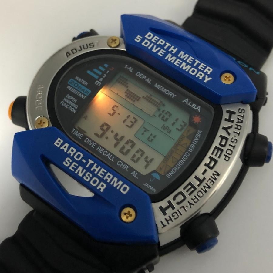 【超希少】 SEIKO ALBA ハイパーテック ダイビングウォッチ 水深計 超人気の雑貨店 超希少】 SEIKO 水深計 ダイビングウォッチ
