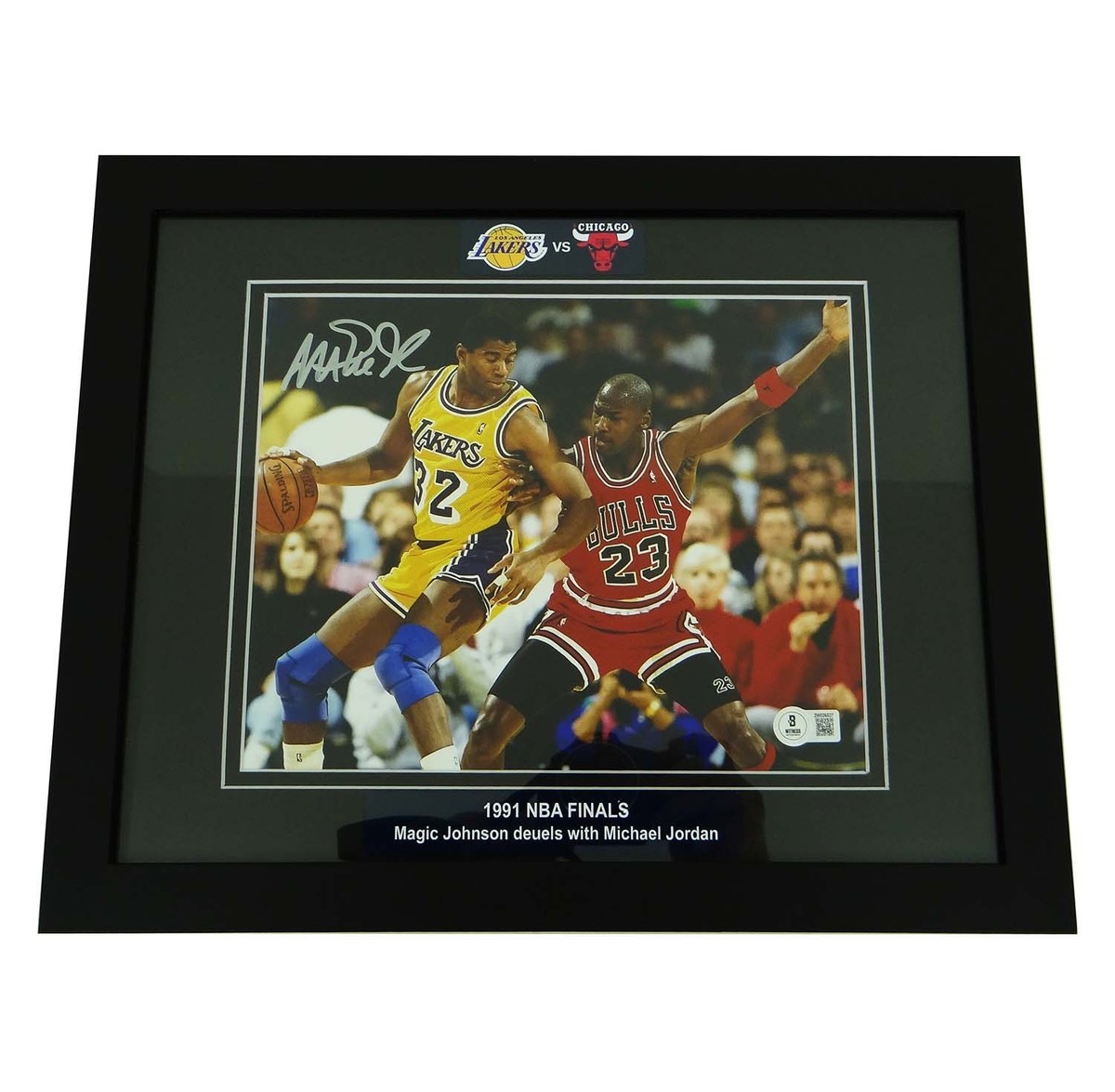 Magic Johnson Signed Photo with Michael Jordan in 12x15 Custom