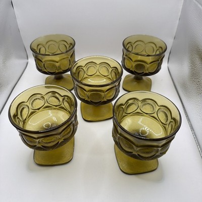 Lot of 5 Vintage Noritake Spotlight Walnut Champagne Sherbet Goblet Glasses